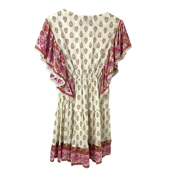 Angie Women's Border Print Dress Size S Boho Western Fairycore Floral - Picture 5 of 12